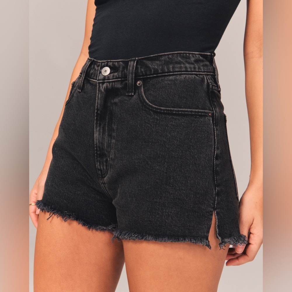 Abercrombie & Fitch Black Washed Denim High-Rise Jean Shorts